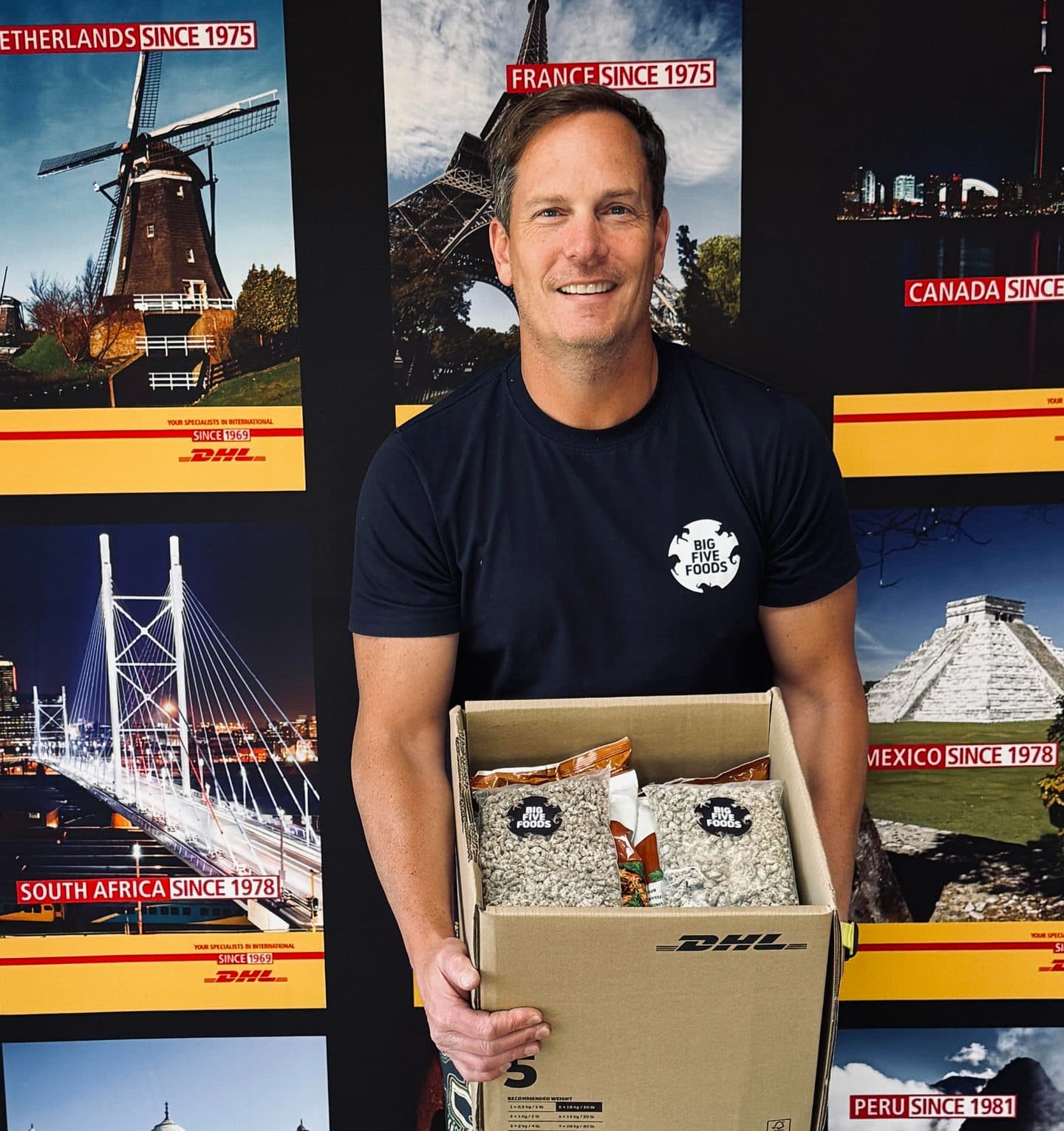 Dr Craig R. Muller, founder of the Big Five Group, packing Big Five Foods samples for the East Africa team